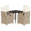 vidaXL Set mobilier de grădină cu perne, 5 piese, bej, poliratan