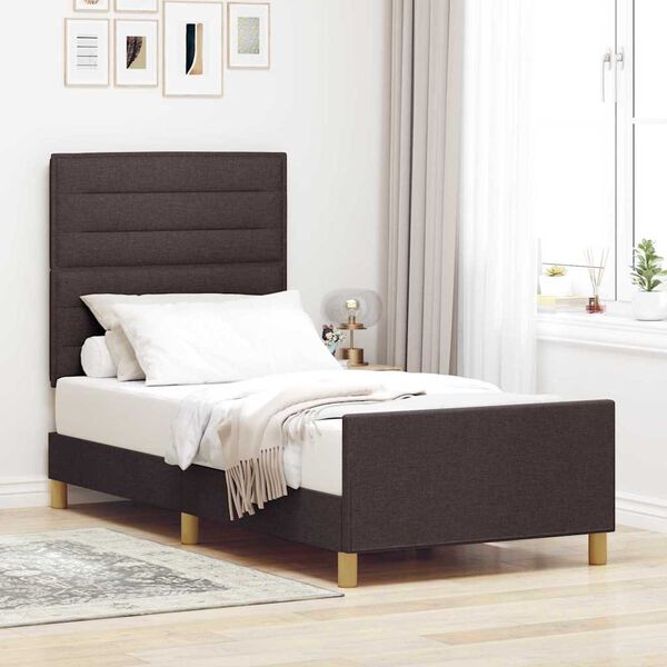 vidaXL Cadru de pat cu headboard Maro &icirc;nchis 80 x 200 cm țesătură