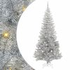 vidaXL Brad de Crăciun cu 300 LED cu suport Argintiu 240 cm PET