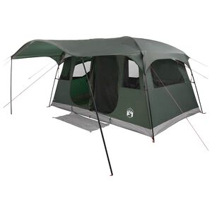 vidaXL Cort tunel 10 persoană Verde Army Poliester și oțel