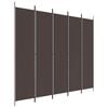vidaXL Paravan de cameră cu 5 panouri maro 250x220 cm material textil