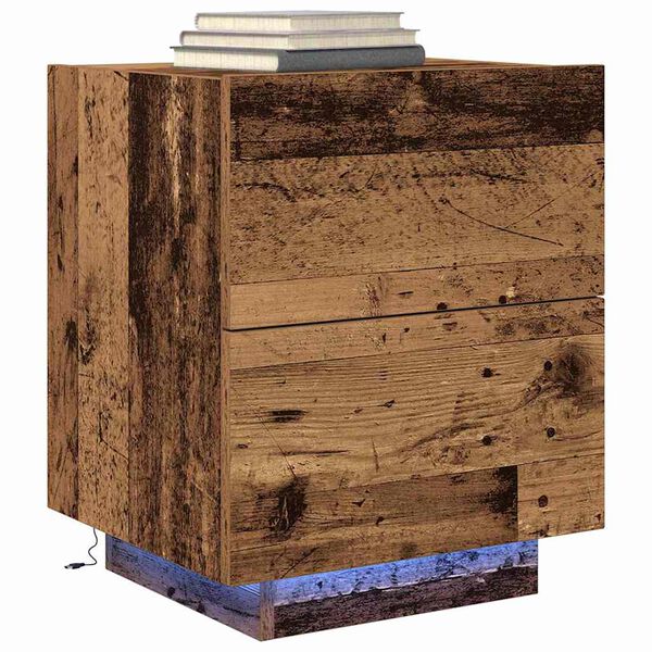 vidaXL Dulap de noapte 2 pcs Lemn vechi 45 x 40 x 55 cm Lemn compozit