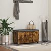 vidaXL Bancă pentru hol cu pernă cu ușă Stejar fumuriu 80 x 46 x 46 cm
