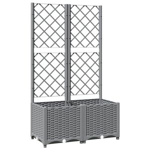 vidaXL Jardinieră de grădină cu spalier, gri deschis, 80x40x136 cm, PP