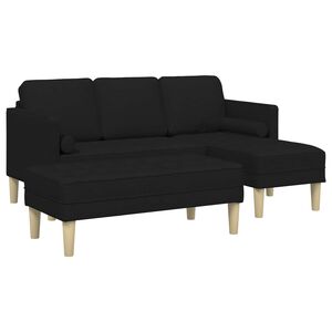 vidaXL Set de canapea 2 buc. Negru Poliester