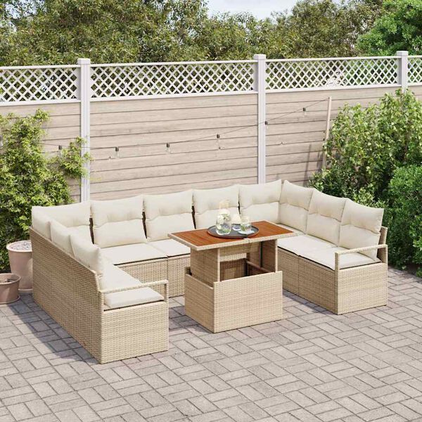 vidaXL Set de canapele pentru grădină 10 pcs Bej Rattan poli