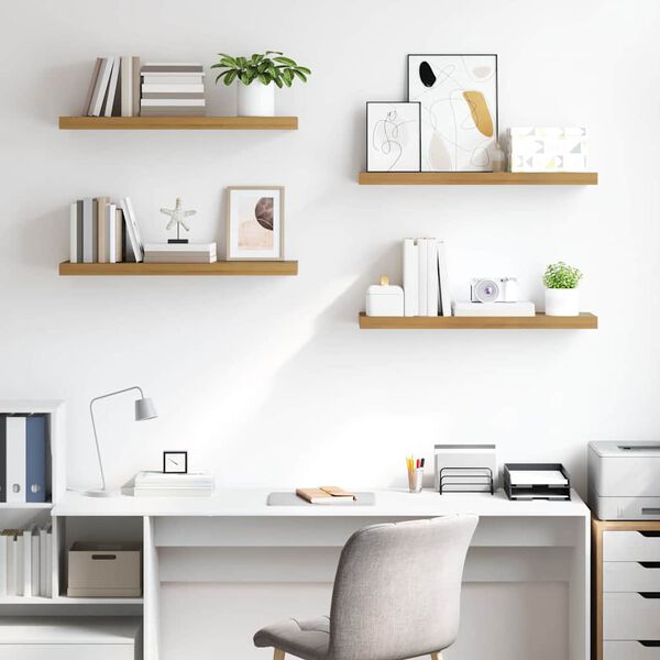 vidaXL Raft de perete 4 pcs Maro 80 x 23,5 x 4 cm Lemn compozit