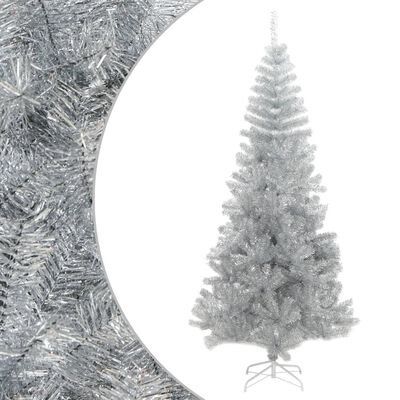 vidaXL Pom de Crăciun artificial cu suport, argintiu, 240 cm, PET