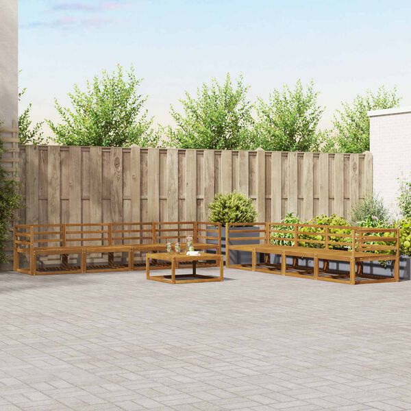 vidaXL Set de canapele de exterior 9 pcs natural Lemn Solid de Acacia