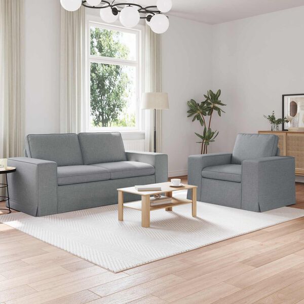 vidaXL Canapea 2 pcs Gri deschis 182 x 80 x 82 cm țesătură