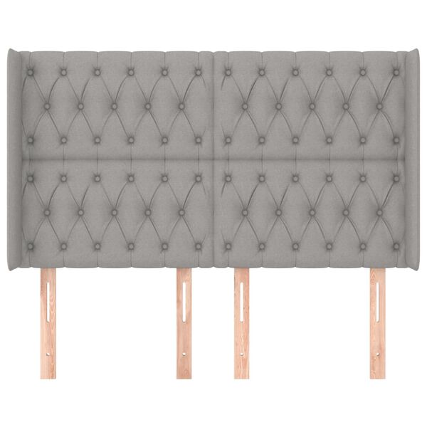 vidaXL Tăblie de pat cu aripioare gri deschis 163x16x118/128 cm textil