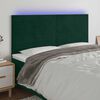 vidaXL Tăblie de pat cu LED, verde &icirc;nchis, 160x5x118/128 cm, catifea
