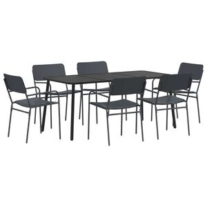 vidaXL Set de dining 7 buc. Antracit Oțel
