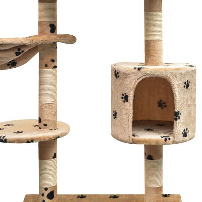 vidaXL Ansamblu pisici, funie de sisal, 125 cm, imprimeu lăbuțe, bej