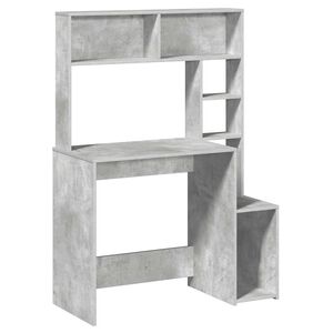 vidaXL Birou cu rafturi, gri beton, 100x45x140 cm, lemn compozit