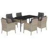 vidaXL Set mobilier de grădină cu perne, 7 piese gri deschis poliratan
