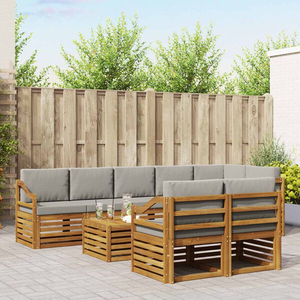 vidaXL Seturi de canapele cu pernă 9 pcs Gri natural și deschis