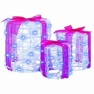 vidaXL Decorație cutie de cadou 3 buc. albastru 20 x 20 x 21 cm Acril