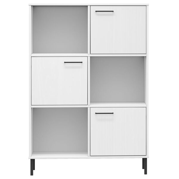 vidaXL Bibliotecă cu picioare metalice OSLO, alb, 90x35x128,5 cm, lemn