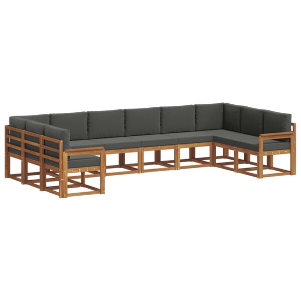 vidaXL Set de canapele de exterior cu pernă 10 pcs Natural și Antracit