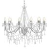 vidaXL Candelabru cu mărgele, argintiu, 12 becuri x E14