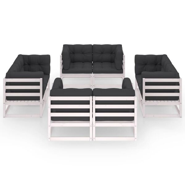 vidaXL Set mobilier de grădină cu perne, 8 piese, lemn masiv de pin