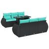 vidaXL Set canapele grădină perne 7 piese negru, poliratan/lemn acacia