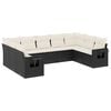 vidaXL Set mobilier de grădină cu perne, 9 piese, negru, poliratan