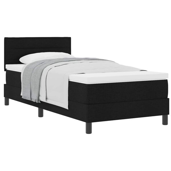 vidaXL Pat cu arcuri cu headboard Manual Negru 80 x 200 cm țesătură