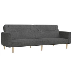 vidaXL Canapea extensibilă cu 2 locuri, gri &icirc;nchis, textil