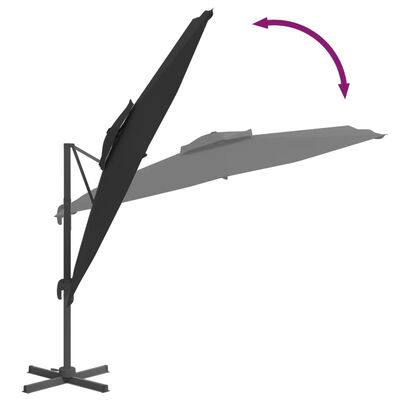 vidaXL Umbrelă dublă în consolă, negru, 300x300 cm