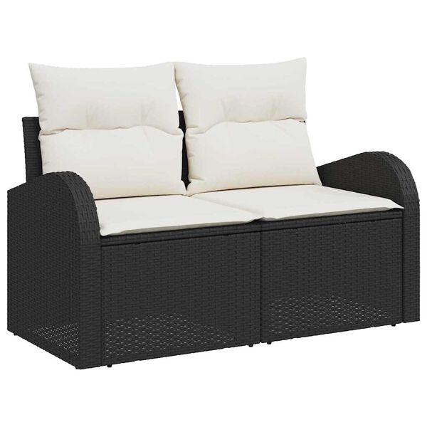 vidaXL Set de canapele pentru grădină cu pernă 5 pcs Negru Rattan poli