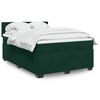 vidaXL Pat box spring cu saltea, verde &icirc;nchis, 140x200 cm, catifea
