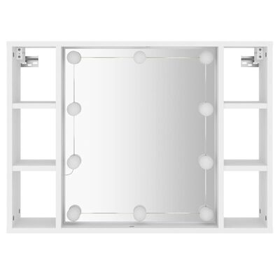 vidaXL Dulap cu oglindă și LED, alb, 76x15x55 cm