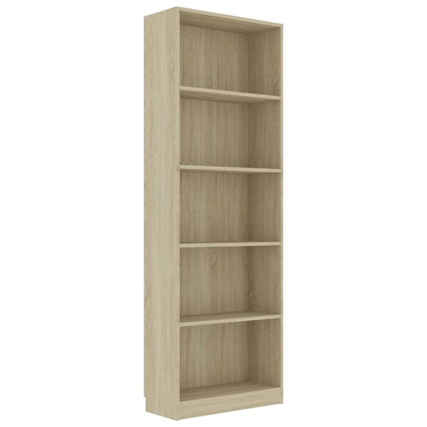vidaXL Bibliotecă 5 rafturi stejar sonoma 60x24x175 cm, lemn prelucrat