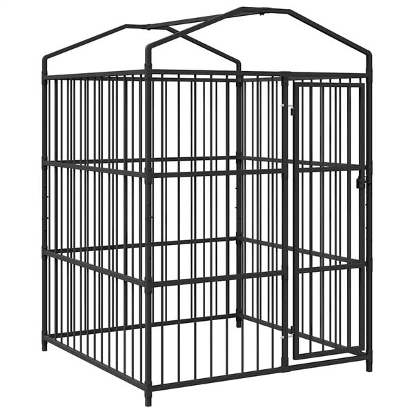 vidaXL Padoc pentru câini de exterior, cu acoperiș, 150 x 150 x 210 cm