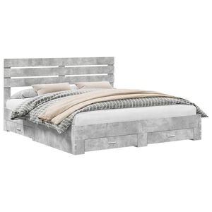 vidaXL Cadru de pat cu sertar cu headboard cu depozitare Lemn compozit