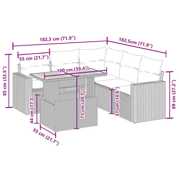 vidaXL Set canapele de grădină cu perne, 6 piese, bej, poliratan
