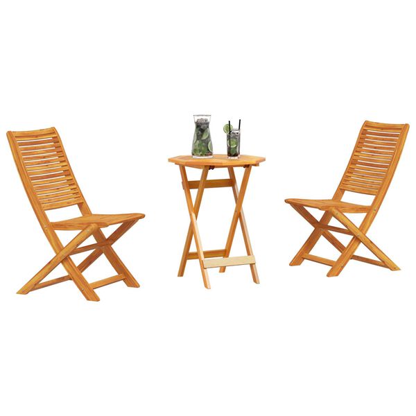 vidaXL Set Bistro Pliabil 3 pcs Maro lemn masiv de acacia