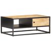vidaXL Măsuță de cafea cu ușă sculptată 90x55x 36 cm lemn mango brut