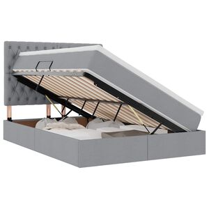 vidaXL Pat cu saltea și LED cu led Gri deschis 140 x 190 cm Poliester