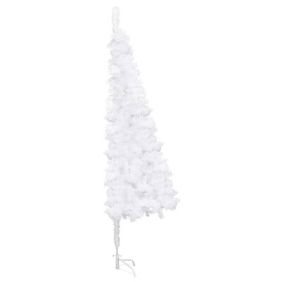 vidaXL Brad de Crăciun artificial de colț LED&globuri alb 210 cm PVC