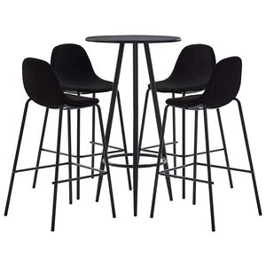 vidaXL Set mobilier de bar, 5 piese, negru, material textil