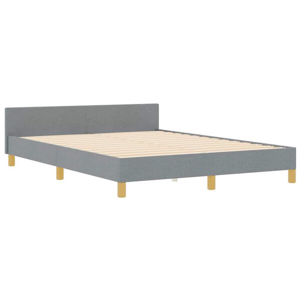 vidaXL Cadru de pat cu headboard Gri deschis 140 x 190 cm țesătură