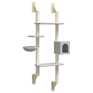 vidaXL Ansamblu pisici perete cu st&acirc;lp zg&acirc;riere, gri deschis, 180 cm