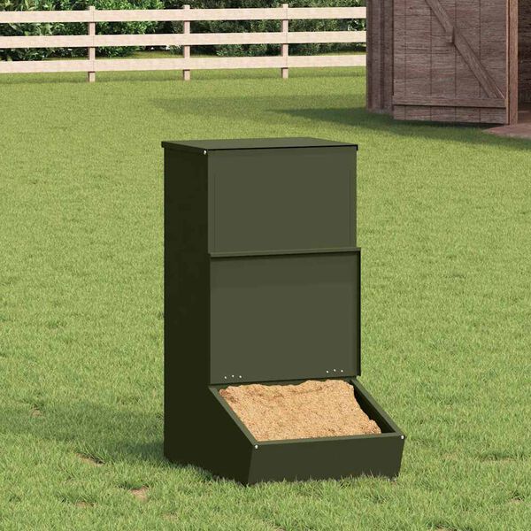 vidaXL Feeder pentru porci Verde măsliniu 55 x 38 x 76 cm