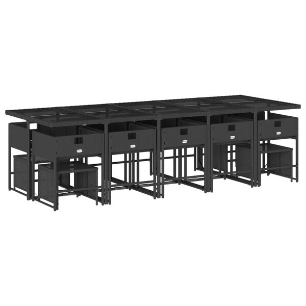vidaXL Set mobilier de grădină cu perne, 15 piese, negru, poliratan