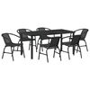 vidaXL Set de masă pentru grădină 7 pcs Negru