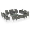 vidaXL Set mobilier de grădină cu perne, 16 piese, gri, poliratan
