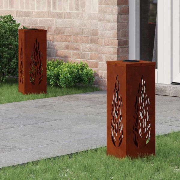 vidaXL Lumină LED Solară pentru Alei 2 pcs Oțel Corten Oțel Corten